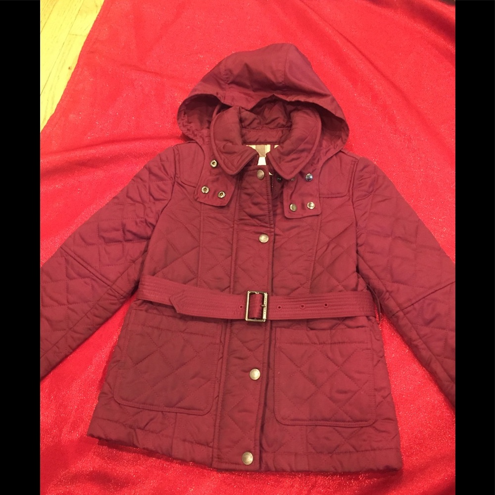 Authentic Burberry burgundy coat, size 6